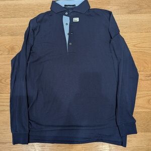 Greyson Maltese Blue Long Sleeve Polo – Men’s Medium – Luxury Pima Cotton Blend